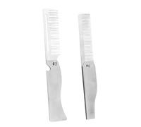 Happyyami 2 Pièces Peigne coiffant à l'huile pour hommes pliage de peigne portable à bascule de redressement de la barbe à cheveux pour hommes Acier inoxydable