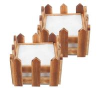 Happyyami 2 Pièces Pot de Fleur Bois Réaliste en Bois Carbonisé Extérieur avec Texture Style Rustique Forme Clôture à Piquets pour Mur ou Maison