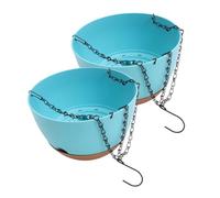 Happyyami 2 Pièces Suspension Double Chaîne Pot de Fleur Moyen Bleu Jardinière Suspendue Intérieure Extérieure pour Balcon Jardin Décoration Maison Lot de Pots Suspendus pour Plantes Vertes