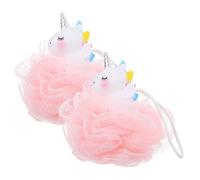 Happyyami 2Pièces Boule Éponge de Bain pour Garçon Fille Éponge Exfoliante Colorée pour Filles Nettoyage Doux et Mousse Riche pour Bain à Voyage