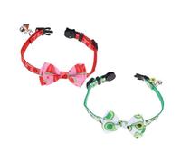 Happyyami 2pièces Collier Ajustable pour Chiens Et Chats avec Nœud Et Clochette Accessoire Festif pour Noël Confort Coton pour Animaux De Compagnie