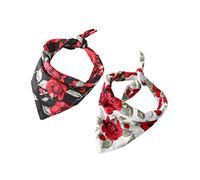 Happyyami 2pièces Collier Triangulaire pour Animaux De Compagnie avec Motif De Rose Bavoir Saliva pour Chiens Et Chats Accessoire Festif pour Saint-Valentin De Blanc Et Noir