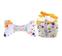 Happyyami 2pièces Jouets Peluche Squeaky pour Chiens à Mâcher Doux pour Anniversaire De Chiens Coffret avec Broderie