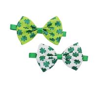 Happyyami 2pièces Nœuds pour Animaux De Compagnie De Thème Saint-Patrick avec Motif Trèfle Décorations Festives pour Chiens Costume De Fête Irlandais