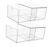 Happyyami 2pièces Organisateurs De Tiroirs Empilables Acrylique Transparent Pour Maquillage Rangement Pratique Pour Salle De Bain Cuisine Et Sous-évier