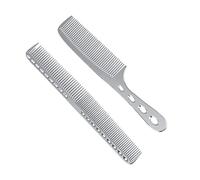 Happyyami 2Pièces Peigne de Coiffure Professionnel Acier Inoxydable de Brillant Peigne Fin et Grand Format pour Coiffeurs à Domicile Soin Cheveux