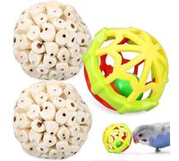 Happyyami 3 Pcs Jouets pour Oiseaux à Mâcher en Caoutchouc Naturel, Balles Colorées pour Perroquets et Pinsons, Accessoires pour Broyage de Bec en Cage Couleur Aléatoire