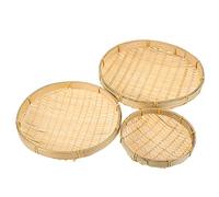 Happyyami 3Pcs Tissage Tamis Rond Fait Main Panier De Rangement Fruits Légumes À Laver Passoire Bol Cuisine Passoire Pelle Chinois Traditionnel Plateau de Service pour Le Collation