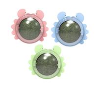 Happyyami 3pièces Boules Rotatives Herbe à Chat Jouet Interactif pour Chats Balles à Mâcher Dentition Édition Colorée