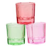 Happyyami 3pièces Verres Dappen Octogonaux Pour Ongles Bols Verre Transparent Pour Liquide Monomère Support Liquide Et Poudre Pour Manucure Et Nail Art