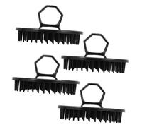 Happyyami 4 Pièces Brosse à cheveux du masseur masseurs cuir chevelu sec Se soucier masser shampouineuse shampoing dop brosse à shampoing petit épurateur scrubber Black