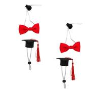 Happyyami 4 Pièces Chapeau De Remise De Diplôme Anniversaire De Chien Célibataire Petit Animal Chapeau De Célibataire Miniature Bonnet De Graduation Chat Animaux De Compagnie Rouge Chiffon