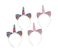 Happyyami 4Pièces Bandeau Licorne Adorable Lot de Accessoires de Fête pour Garçon Fille Confortables et Colorés Décoration Anniversaire et Déguisement