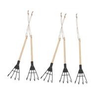 Happyyami 5 Pièces Mini Handheld Garden Rake Small Four Tooth Iron Tool for Soil Digging Aeration and Weeding in Small Yards
