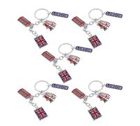 Happyyami 5 Pièces Porte-clés avec Cabine Téléphonique en Alliage de Zinc Léger Thème Britannique et Fonctionnel Accessoire Classique pour Clés de Bureau ou Paquet à Main Souvenir Londres