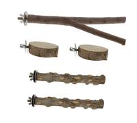 Happyyami 5pièces Perchoir Bois Naturel pour Oiseaux Lot de Supports Pratiques pour Perroquets Accessoires De Cage Favorise Exercice Et Équilibre des Oiseaux