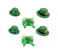 Happyyami 6 Pièces Épingles à Saint Patrick Chapeaux de Leprechaun et Nœuds Vert Accessoires Festifs