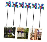 Happyyami 6 Pièces Moulin à Vent Anti-Oiseaux Télescopique Pôle Turbine Moulin à Vent Rotatif Artisanat Décoratif Décoration De Jardin Décor De Moulin à Vent Arts du Jardin Plastique