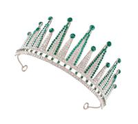 Happyyami Accessoire de cheveux couronne en strass femme casque Royal pour épouser Mariage Oh désherbage couronne de mariée Couronne d'anniversaire Alliage de zinc Green