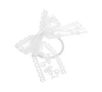 Happyyami Anneau de cheveux liens de poils cheveux arc cravate avec nœud pour cheveux arc de cheveux en dentelle nœud en dentelle en tissu blanche