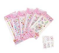 Happyyami Autocollants Bijoux de Visage et Corps 6 Feuilles Strass Adhésifs Multicolores Taille Unique pour Garçon et Filles Fête Halloween Cosplay