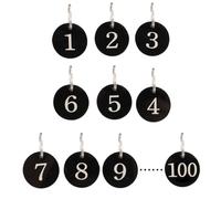 Happyyami Bagues D'étiquettes Numérotées pour Porte-clés Rondes Creuses 100 Pièces en Acrylique Noir Pratique pour Gestion Adaptées à L'utilisation en Hôtel ou Supermarché