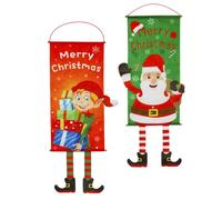 Happyyami Banderole de Noël Design Festif et Joyeux en Tissu Pet 2 Pièces pour Décoration Murale et Suspendue la Maison Jardin