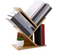 Happyyami Bibliothèque de Bureau en Bois à 3 Couches Forme Arbre Dispositif Anti-basculement, Plan de Travail Compact pour Rangement Gain de Place à Domicile ou Étude