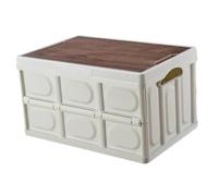 Happyyami Boîte De Rangement Pliable Multifonctionnelle Extérieure Couvercle En Plastique Blanc Moyen, Organisateur Pour Camping Et Voyage, Capacité Renforcée, Fond Solide Stable