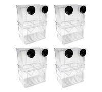 Happyyami Boîte d'élevage 4 pièces pour isolement d'aquarium - Séparateur d'élevage d'aquarium avec ventouses - Incubateur Transparent à Double Couche pour Poissons Clowns et bettas