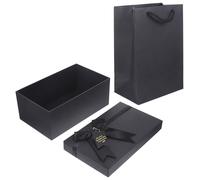 Happyyami Boîte Présent pour Parfum et Rouge à Lèvres Noire Carrée en Papier et Polyester Élégante pour Mariage et Anniversaire Romantique