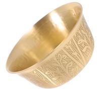 Happyyami Bol en Cuivre Rond Orné Finement Sculpté et Peint Bol de Riz pour Offrandes Temple Petit de Culte du Bouddha pour Rituels Spirituels