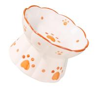 Happyyami Bol pour Animaux de Compagnie Support de Bol de Nourriture pour Chat Haut Noir gamelle pour Chat surélevée tiki Bols de Chat Bols pour Chat pour la Nourriture et l'eau céramique