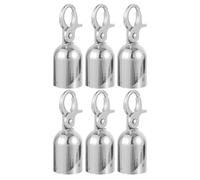 Happyyami Butée d'extrémité de corde en métal avec crochet de sécurité pour garde-corps, embouts de cordon en alliage de zinc, 6 pièces, pour réceptions de bienvenue, argent, 3.00 x 1.10 x