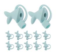 Happyyami Capuchons de Paille en Silicone Réutilisables Bleu Forme Queue de Poisson Résistants à Déchirure 12 Pièces Compatibles Universellement pour Pailles en Bureau et Extérieur