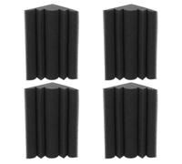 Happyyami Carreau D'angle Trapézoïdal en Polyuréthane Noir pour Insonorisation Acoustique, Coussin Ignifugé Absorbant le Son, pour Studio ou Podcast, Lot de 4 Pièces