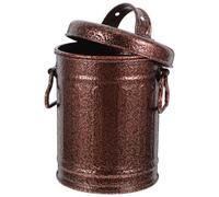 Happyyami Cendrier en Fer Galvanisé Style Seau Vintage avec Couvercle, Portable pour Bar et Fête, Design Métallique Rétro Marron, Cendrier D'extérieur Pratique