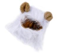 Happyyami Chapeau De Lion pour Animaux Perruque Crinière pour Chien Et Chat Costume pour Halloween Et Photos Blanc