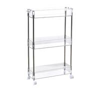 Happyyami Chariot Gain de Place Pratique Roulant à 3 Niveaux en Pet et Acier Inoxydable avec roulettes, Étagère de Rangement Multifonction Cuisine et Balcon