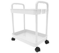 Happyyami Chariot Grosse Capacité Utilitaire en PP Blanc à 2 Niveaux Roulant et Robuste Chariot de Rangement Mobile et Pratique pour Salle de Bain ou Chambre