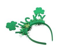 Happyyami coiffe trèfle à quatre feuilles jour de la saint patrick bandeau femme saint patricks day déguisement de saint patrick accessoire de la saint patrick Plastique Vert
