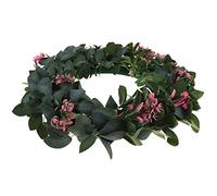 Happyyami Couronne De Plantes Artificielles Décoration du Festival d'action De Grâces Couronne De Fleurs De Mariage Anneaux De Bougie Fleurs Couronnes Vertes D'été Plastique Noël Porte Fleur