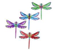 Happyyami Décoration Extérieure Murale 4pcs en Fer Libellules Colorées, Trous Pré-percés pour Fixation Facile la Clôture ou Près des Fenêtres