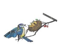 Happyyami Décoration Murale en Métal Oiseaux sur Branche, Piquet pour Jardin et Pelouse, Art Mural Simple et Vivant en Fer pour Extérieur