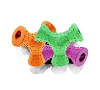 Happyyami Distributeur de Friandises à 3 Trous Chien en Caoutchouc Naturel Forme Triangulaire, Solide pour Jouer et Entraîner Chiots Couleur Aléatoire