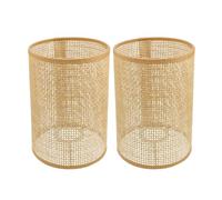 Happyyami Ensemble de 2 abat-jour en rotin naturel et métal, forme creuse, pour lampadaire intérieur, usage hôtel et maison d'hôtes, compatible E14/E27, dimension 12