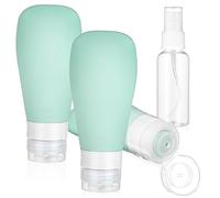 Happyyami Ensemble de Flacons de Voyage Souples 4 Pièces Rechargeables Étanches pour Cosmétiques Soins Peau Paquet à Dos Valise