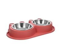 Happyyami Ensemble de Gamelles Double pour Chat et Petit Chien avec Design Douve Antidérapante en PP, Facile à Nettoyer, pour Repas en Extérieur