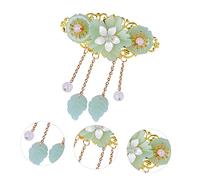 Happyyami Épingle à Cheveux Fleur Ornementale Taille Moyenne Vert Clair Rétro Chinois Queue De Cheval Femme Usage Quotidien Accessoire Élégant