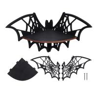 Happyyami Étagère Murale Flottante en Bois Foncé Forme Créative Toile D'araignée Motif Creux Angle Droit, Support Décoratif Polyvalent pour Bougies et Cristaux